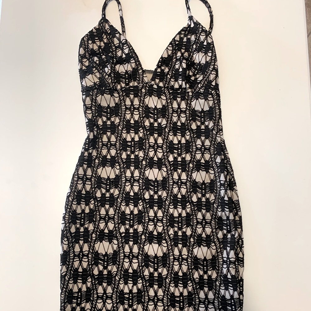 Fake sheer lace mini dress - Picture 1 of 6